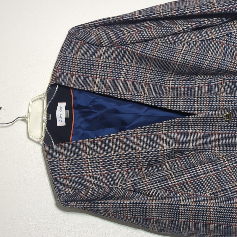Calvin Klein Women’s Blazer Suit‎ Jacket NWT Plaid Dark Academia Professor 14W - Picture 4 of 16